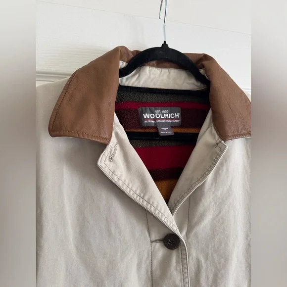 Woolrich Canvas Field Jacket | Fleece Lined | Leather Collar | Women’s M - Picture 3 of 10